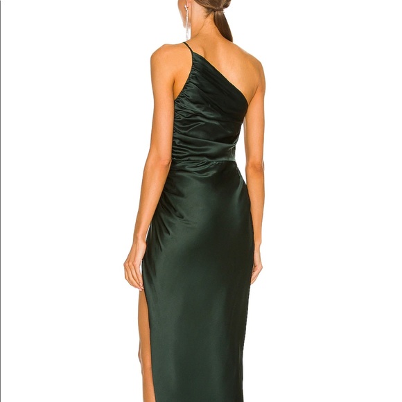 The Sei One Shoulder Midi Dress in Hunter - Picture 4 of 16